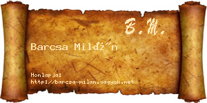 Barcsa Milán névjegykártya