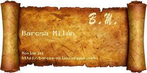 Barcsa Milán névjegykártya